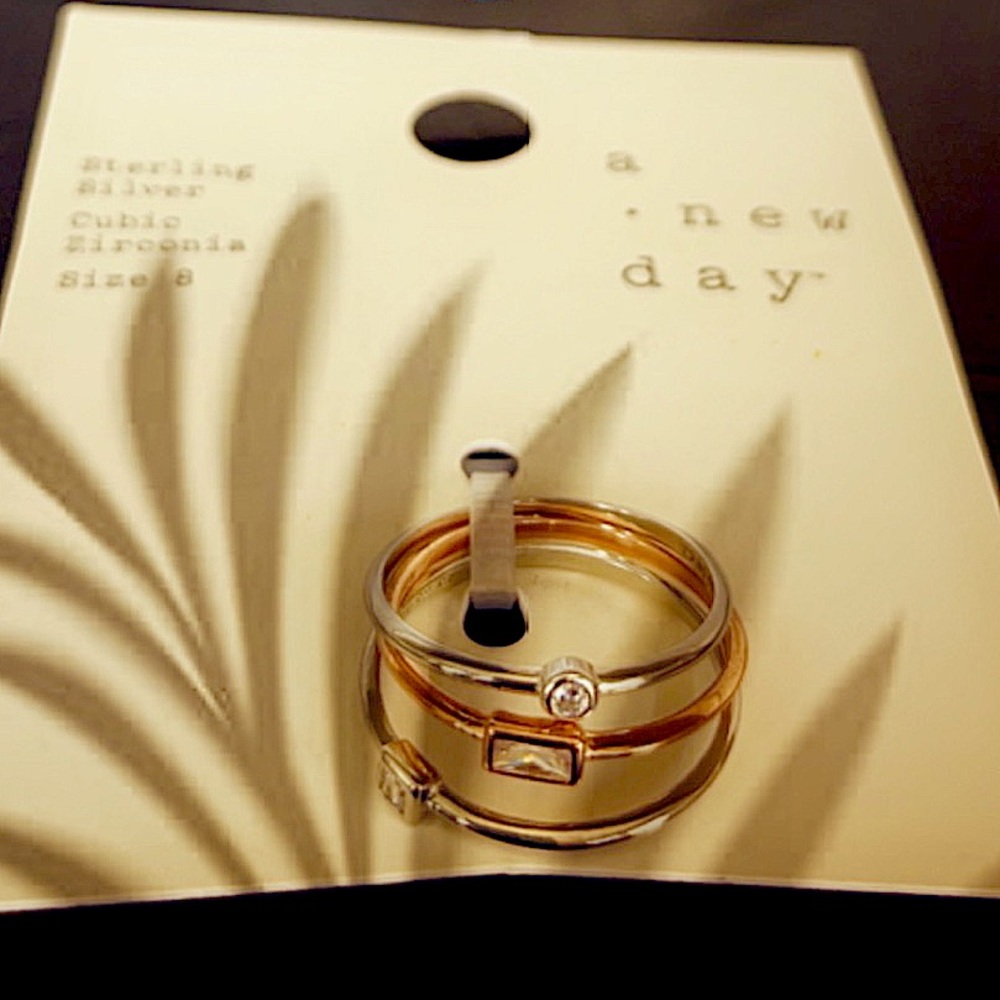 A new day sterling silver, mixed metals, stackable rings 🌸